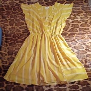 Monteau Mustard and White Striped Dress L